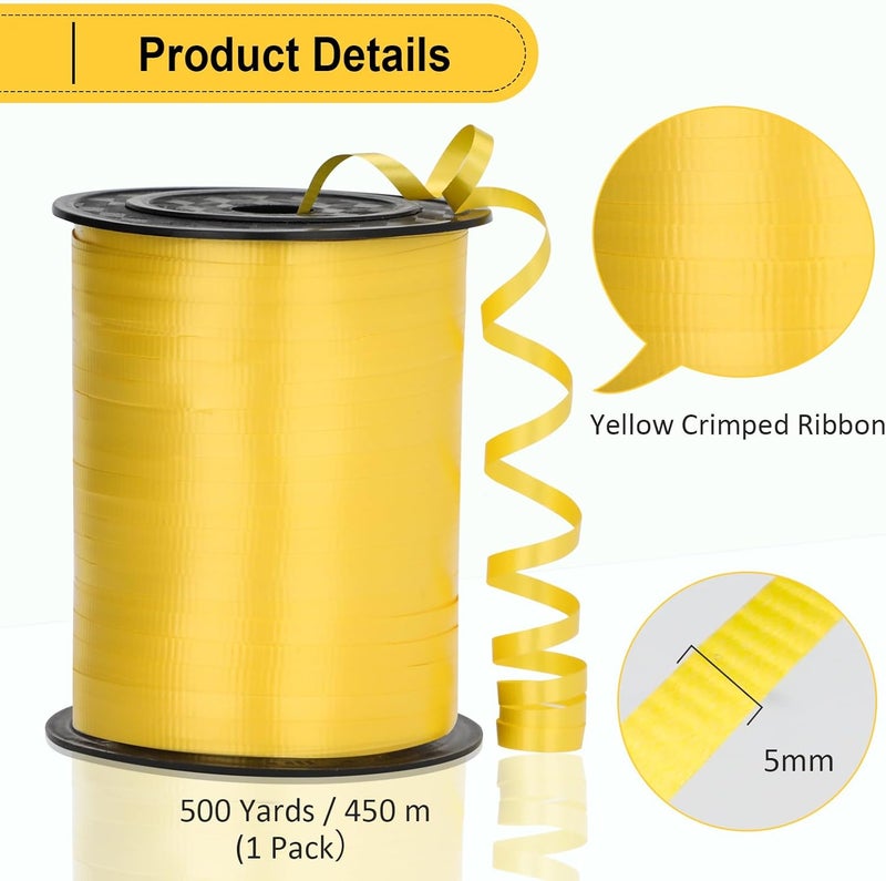 OMISELIO Yellow Ribbon - 500 Yard Crimped Curly Ribbon for Gift Wrapping, Balloons, Parties & More - Image 5